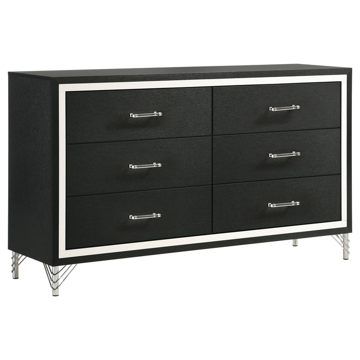 Lucia 6-drawer Dresser Cabinet Black