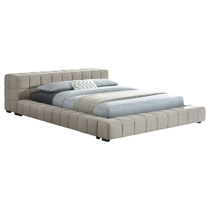 Trinity Upholstered Queen Platform Bed Light Taupe