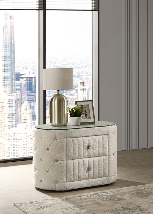 Sonya 2-drawer Upholstered Nightstand Bedside Table Ivory