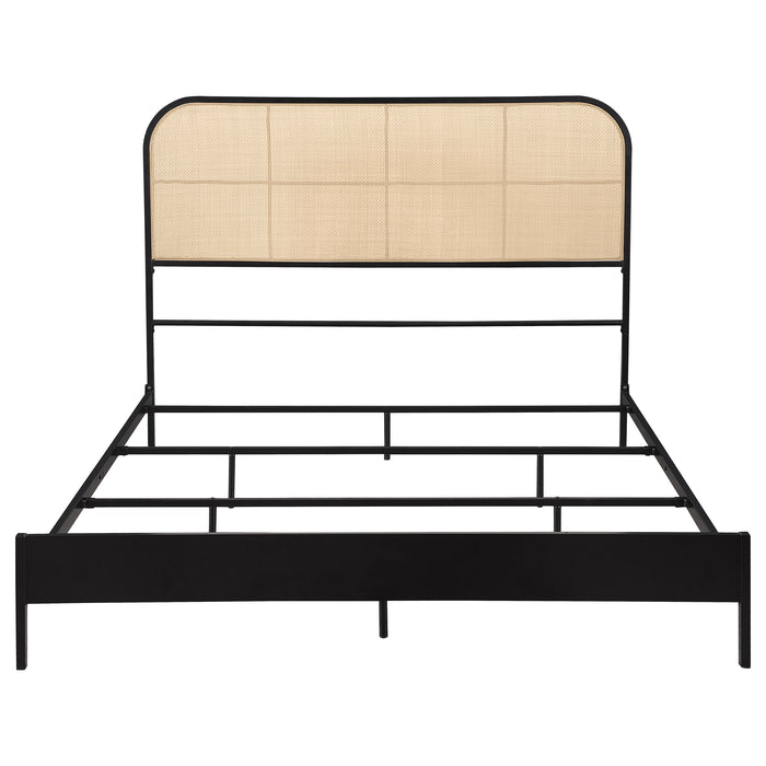 Amherst Radio Weave Rattan Metal Queen Bed Black