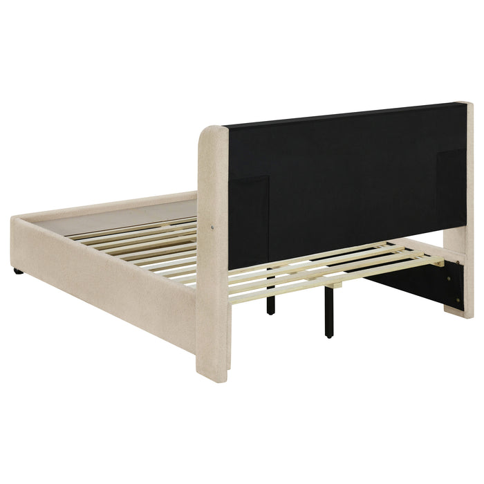 Madison Upholstered LED Full Storage Platform Bed Cream