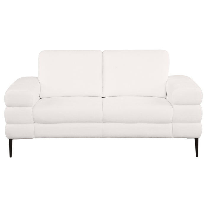 Jessel Chenille Upholstered Track Arm Loveseat Ivory