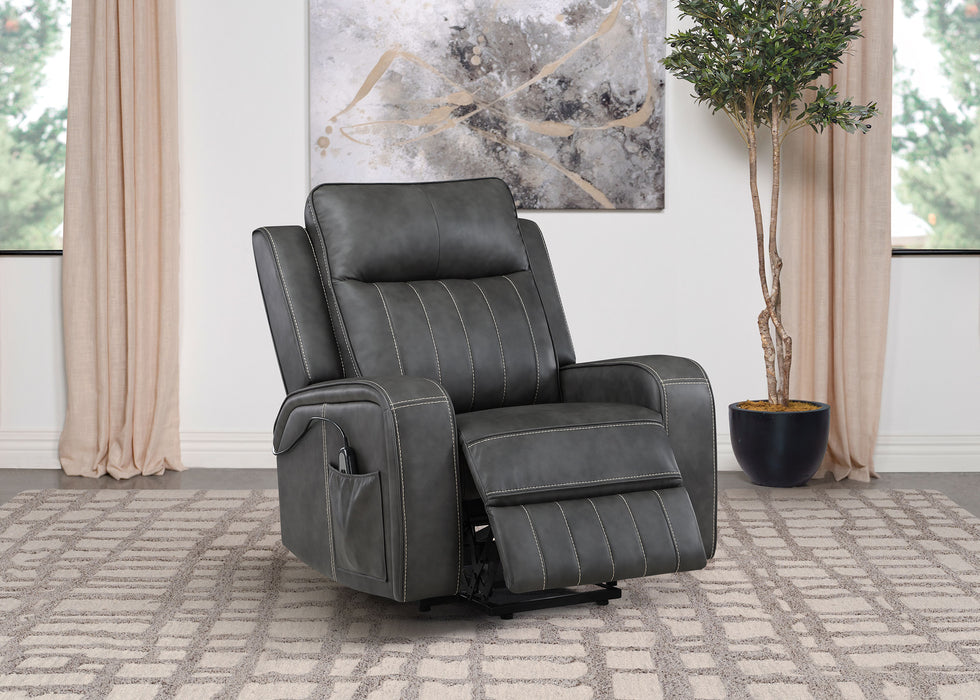 Raelynn Upholstered Power Lift Recliner Chair Grey