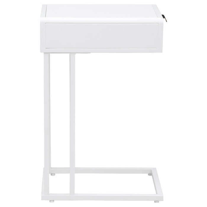 Amherst 1-drawer Radio Weave Cane Metal Side Table White