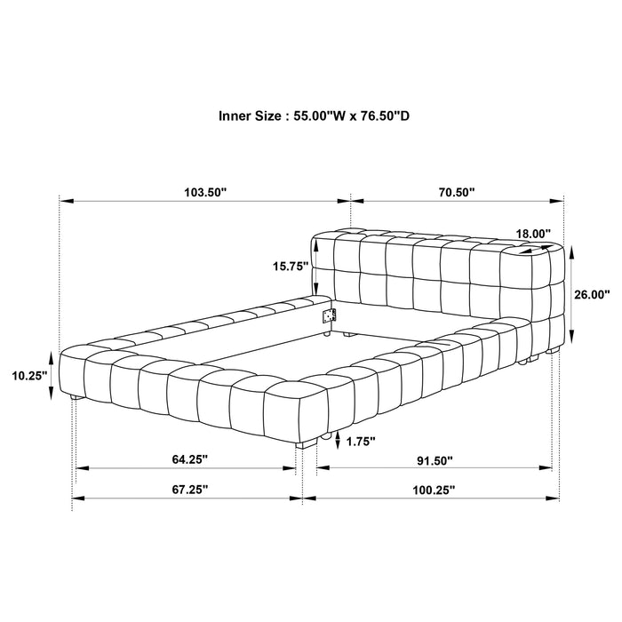 Trinity Upholstered Full Platform Bed Light Taupe