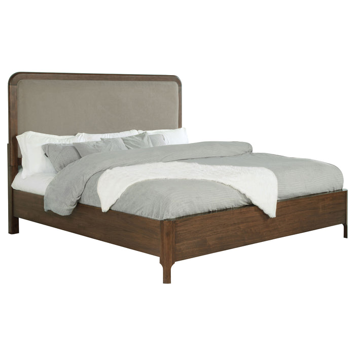 Maderia 57-inch Upholstered California King Panel Bed Walnut