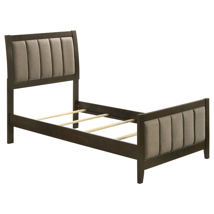 Wilkes 51-inch Upholstered Twin Bed Dark Cocoa