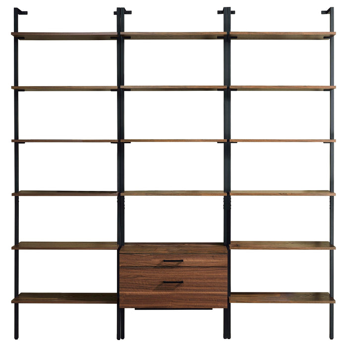 Owens 3-piece 96-inch Wall Mounted Bookshelf Set Walnut