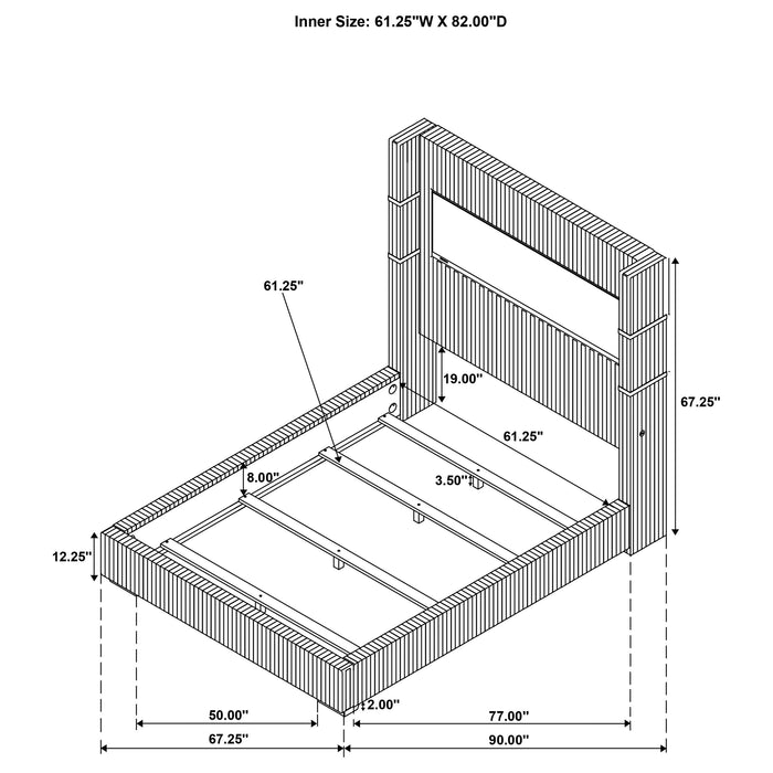 Tisdall 67-inch Upholstered Queen Fireplace Bed Grey