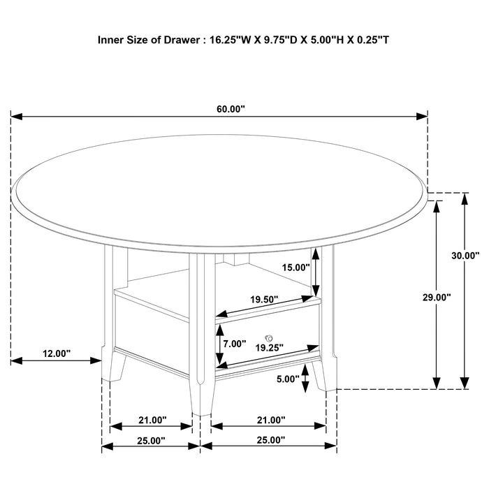 Twyla 5-piece 60-inch Round Wood Dining Table Set Dark Cocoa