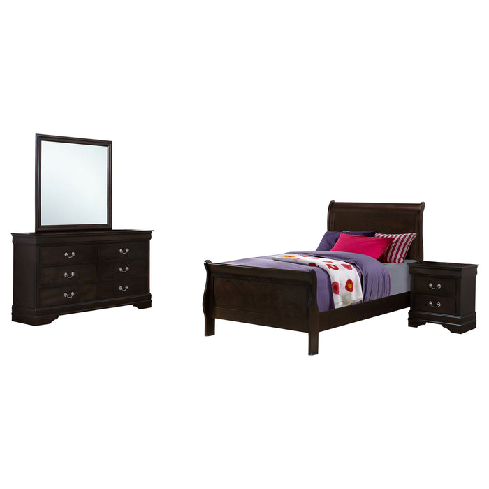 Louis Philippe 4-piece Twin Bedroom Set Cappuccino