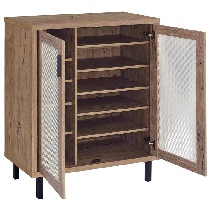 Teller 11-shelf Engineered Wood Shoe Cabinet Natural Oak