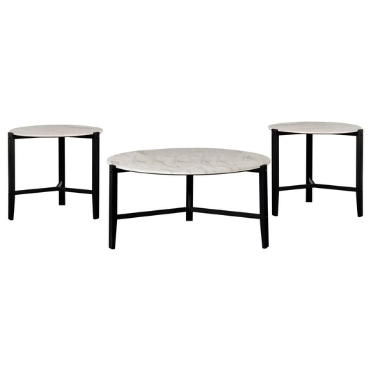 Tandi 3-piece Faux Marble Coffee and End Table Set White