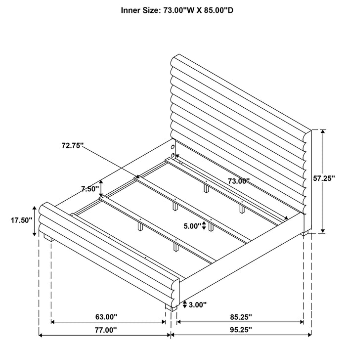 Patricia 58-inch Boucle Upholstered California King Bed Grey