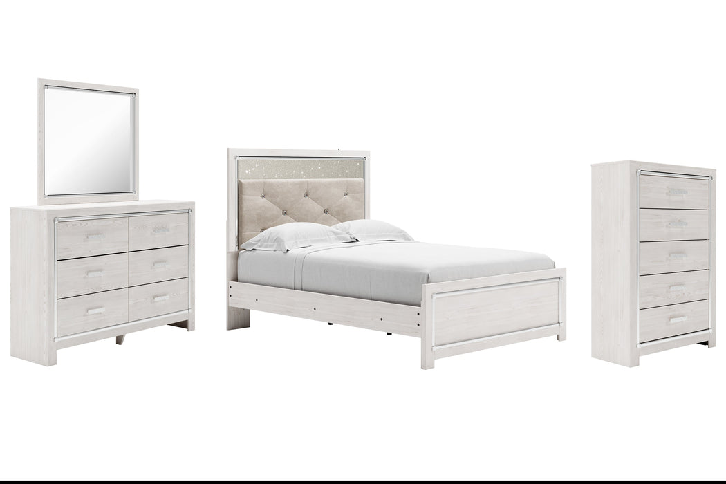 Altyra Full Panel Bed with Mirrored Dresser and Chest Tuscaloosa Furniture Outlet