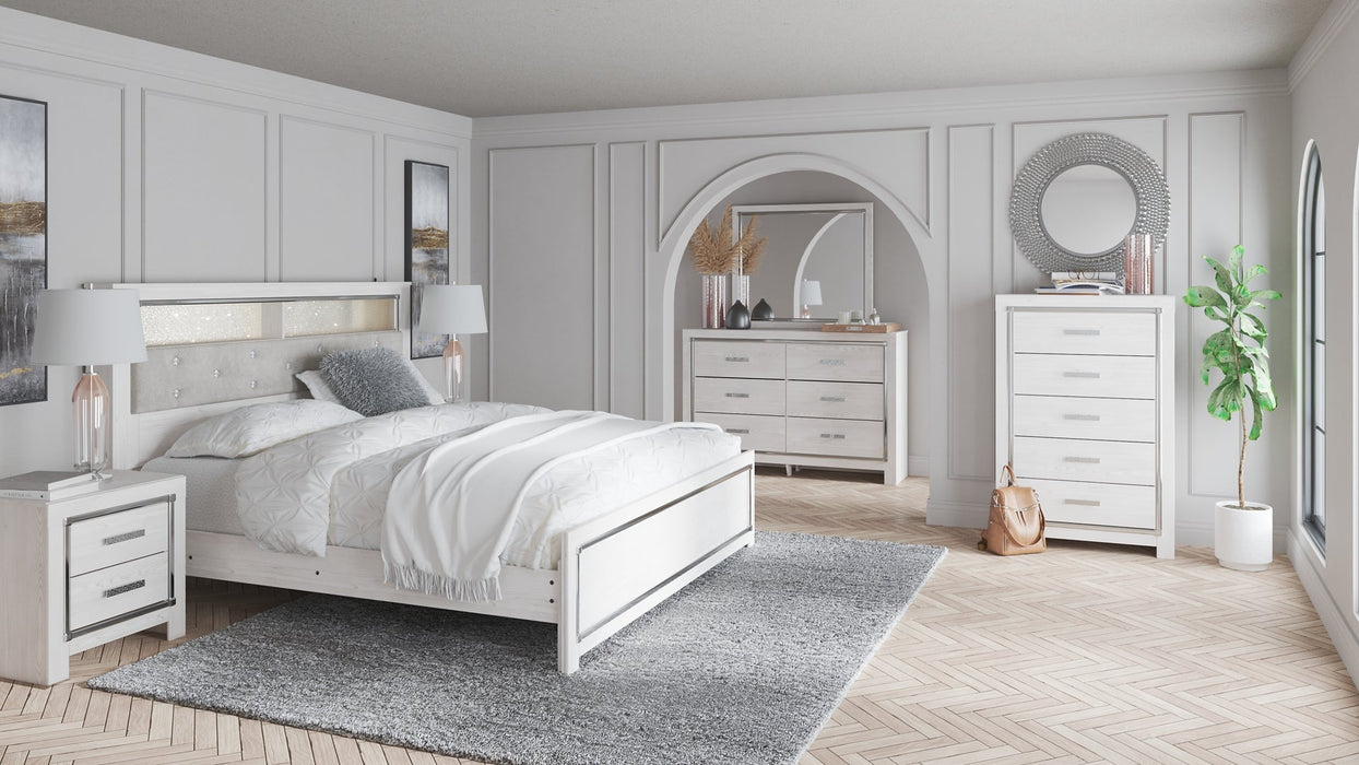 Altyra King Bookcase Headboard with Mirrored Dresser, Chest and 2 Nightstands Tuscaloosa Furniture Outlet