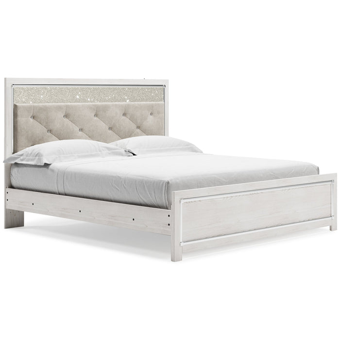 Altyra King Panel Bed with Mirrored Dresser, Chest and 2 Nightstands Tuscaloosa Furniture Outlet