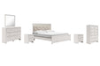 Altyra King Panel Bed with Mirrored Dresser, Chest and 2 Nightstands Tuscaloosa Furniture Outlet