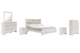 Altyra King Panel Bookcase Bed with Mirrored Dresser, Chest and 2 Nightstands Tuscaloosa Furniture Outlet