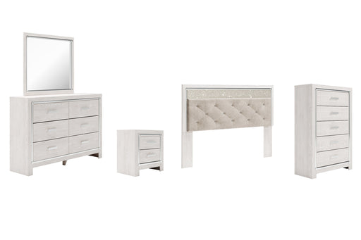 Altyra King Panel Headboard with Mirrored Dresser, Chest and Nightstand Tuscaloosa Furniture Outlet