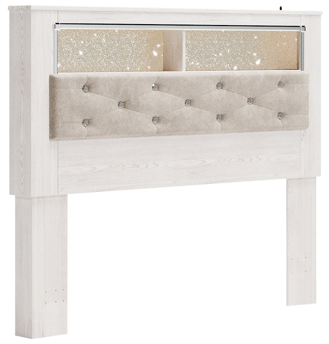 Altyra Queen Bookcase Headboard with Mirrored Dresser, Chest and 2 Nightstands Tuscaloosa Furniture Outlet