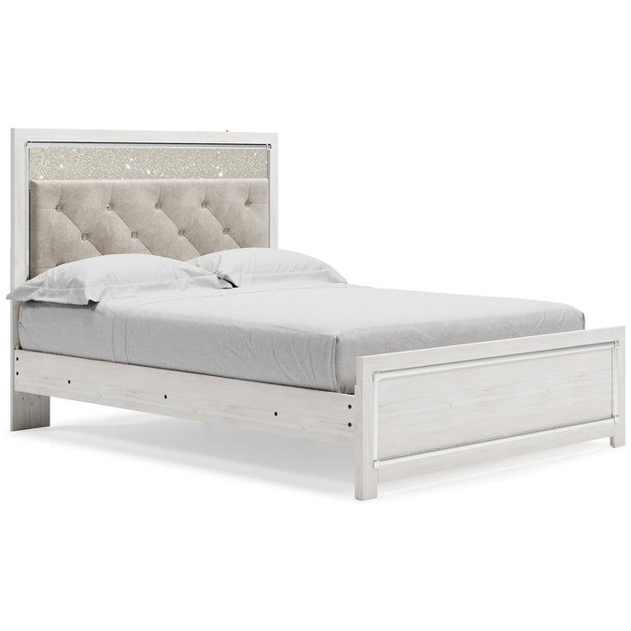 Altyra Queen Panel Bed with Mirrored Dresser, Chest and 2 Nightstands Tuscaloosa Furniture Outlet