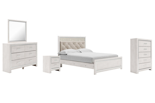 Altyra Queen Panel Bed with Mirrored Dresser, Chest and Nightstand Tuscaloosa Furniture Outlet