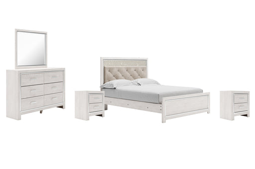 Altyra Queen Panel Bed with Mirrored Dresser and 2 Nightstands Tuscaloosa Furniture Outlet