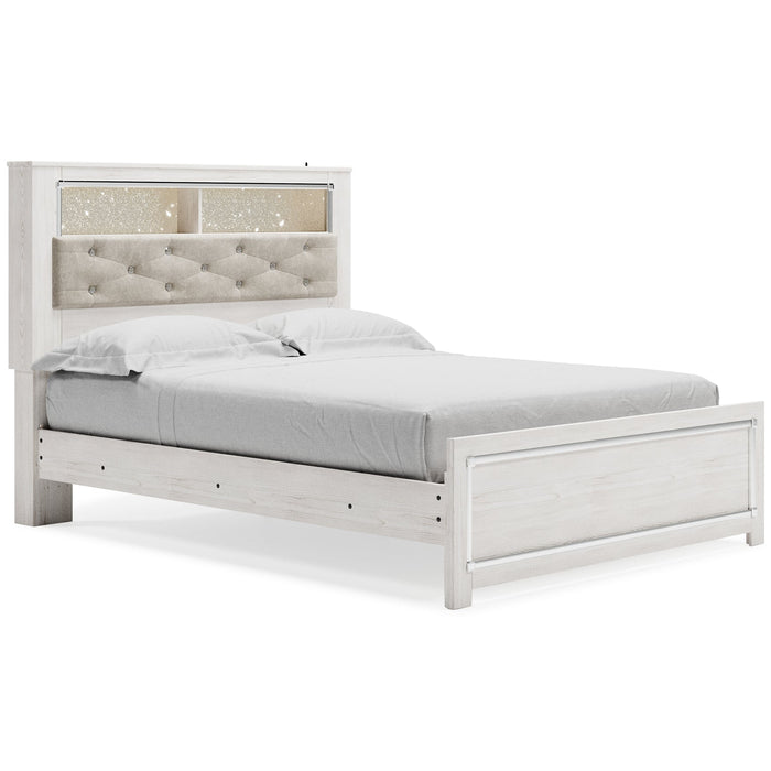 Altyra Queen Panel Bookcase Bed with Mirrored Dresser, Chest and Nightstand Tuscaloosa Furniture Outlet