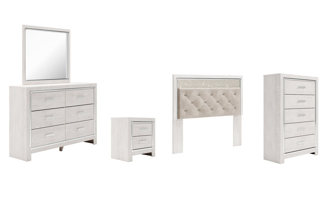 Altyra Queen Panel Headboard with Mirrored Dresser, Chest and Nightstand Tuscaloosa Furniture Outlet