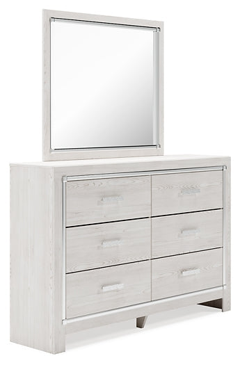 Altyra Queen Upholstered Storage Bed with Mirrored Dresser and Nightstand Tuscaloosa Furniture Outlet