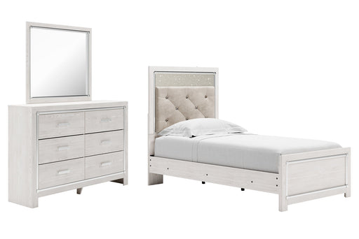 Altyra Twin Panel Bed with Mirrored Dresser Tuscaloosa Furniture Outlet