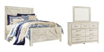 Bellaby Queen Crossbuck Panel Bed with Mirrored Dresser Tuscaloosa Furniture Outlet