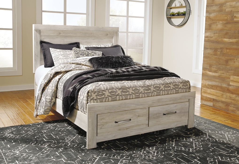 Bellaby Queen Platform Bed with 2 Storage Drawers with Mirrored Dresser Tuscaloosa Furniture Outlet