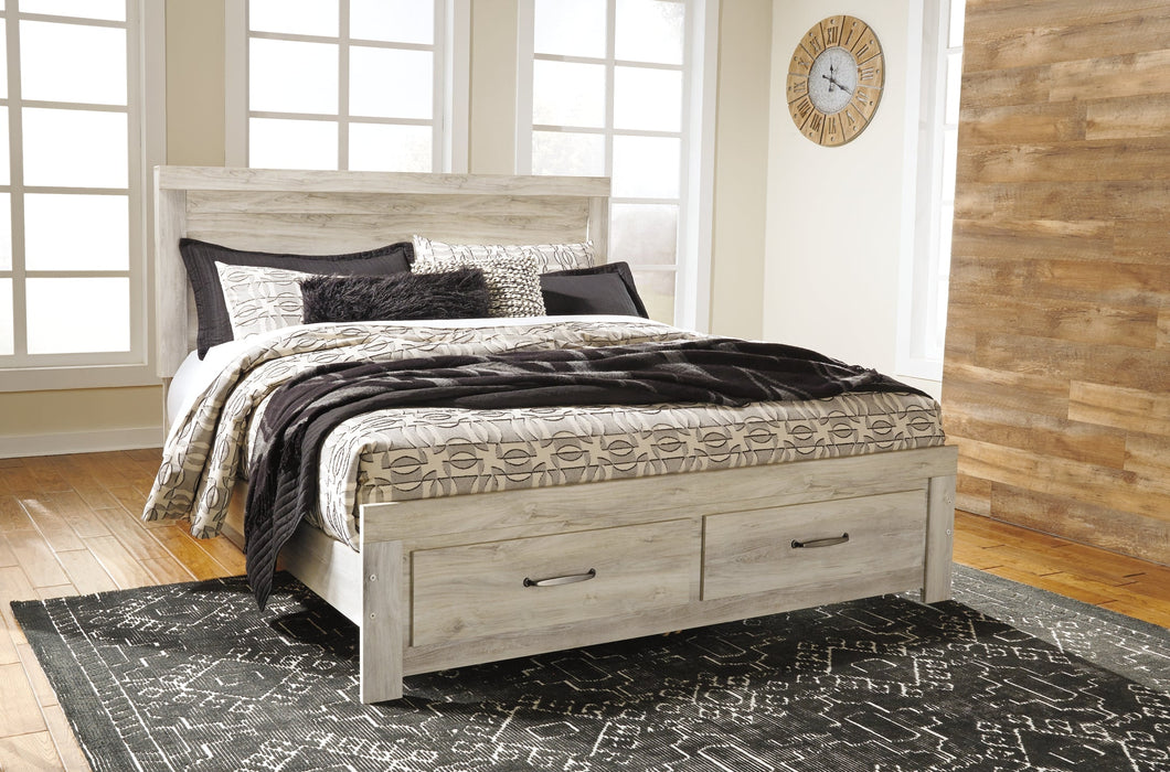 Bellaby Queen Platform Bed with 2 Storage Drawers with Mirrored Dresser Tuscaloosa Furniture Outlet