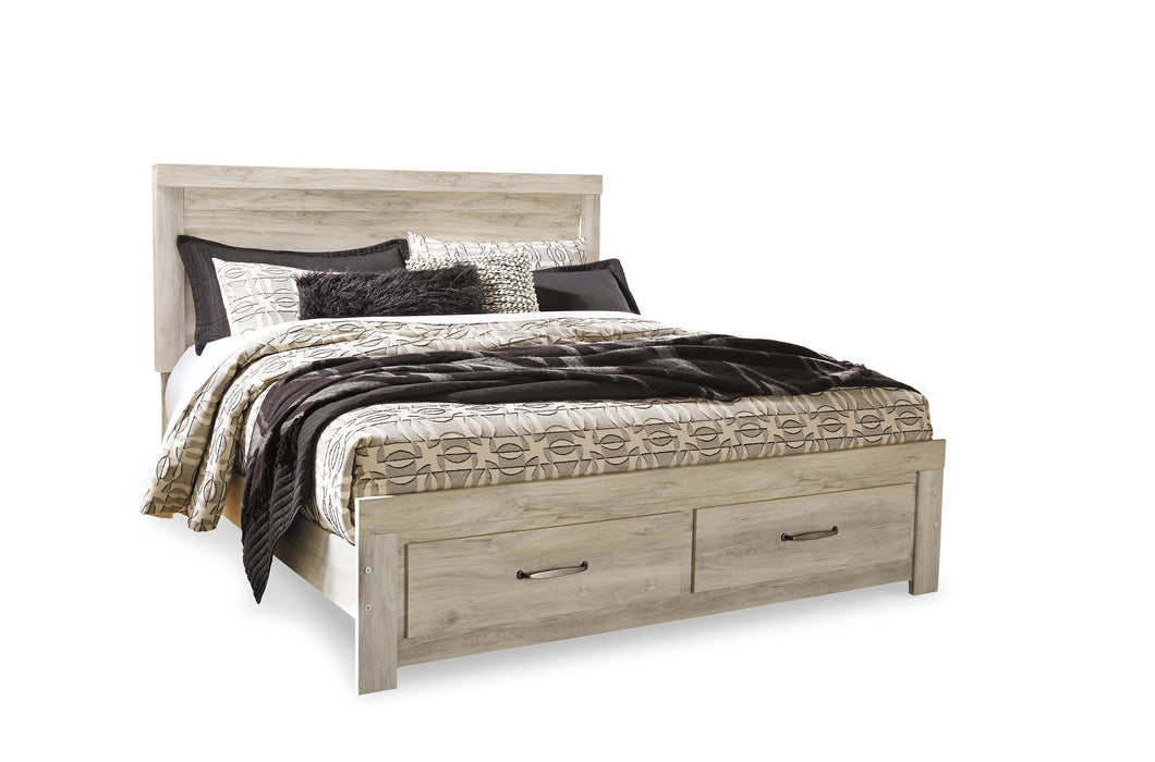 Bellaby Queen Platform Bed with 2 Storage Drawers with Mirrored Dresser Tuscaloosa Furniture Outlet