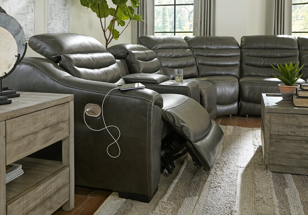 Center Line 6-Piece Sectional with Recliner Tuscaloosa Furniture Outlet