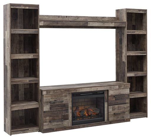 Derekson 4-Piece Entertainment Center with Electric Fireplace Tuscaloosa Furniture Outlet