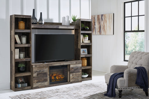 Derekson 4-Piece Entertainment Center with Electric Fireplace Tuscaloosa Furniture Outlet