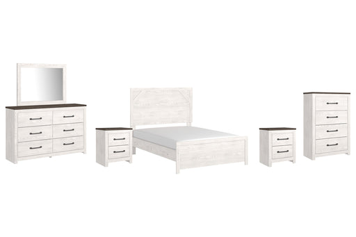 Gerridan Full Panel Bed with Mirrored Dresser, Chest and 2 Nightstands Tuscaloosa Furniture Outlet