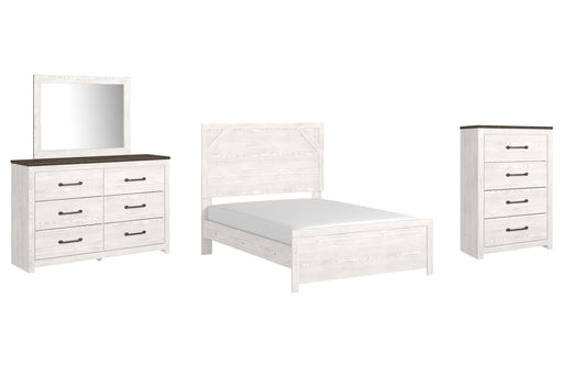 Gerridan Full Panel Bed with Mirrored Dresser and Chest Tuscaloosa Furniture Outlet