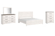 Gerridan King Panel Bed with Mirrored Dresser and Chest Tuscaloosa Furniture Outlet