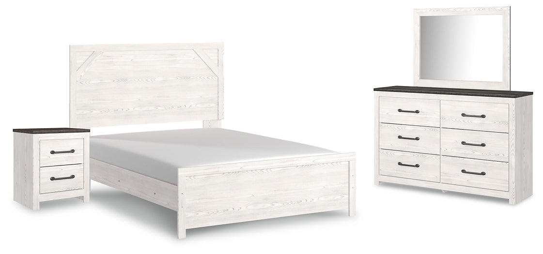 Gerridan Queen Panel Bed with Mirrored Dresser and Nightstand Tuscaloosa Furniture Outlet