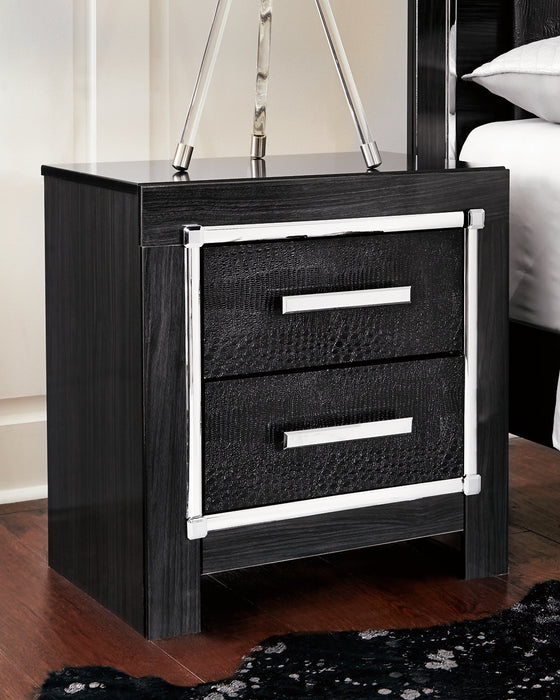 Kaydell King Panel Bed with Storage with Mirrored Dresser and 2 Nightstands Tuscaloosa Furniture Outlet