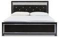 Kaydell King Upholstered Panel Bed with Mirrored Dresser, Chest and Nightstand Tuscaloosa Furniture Outlet