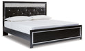 Kaydell King Upholstered Panel Bed with Mirrored Dresser, Chest and Nightstand Tuscaloosa Furniture Outlet