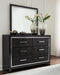 Kaydell King Upholstered Panel Bed with Mirrored Dresser and 2 Nightstands Tuscaloosa Furniture Outlet