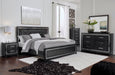 Kaydell King Upholstered Panel Bed with Mirrored Dresser and 2 Nightstands Tuscaloosa Furniture Outlet