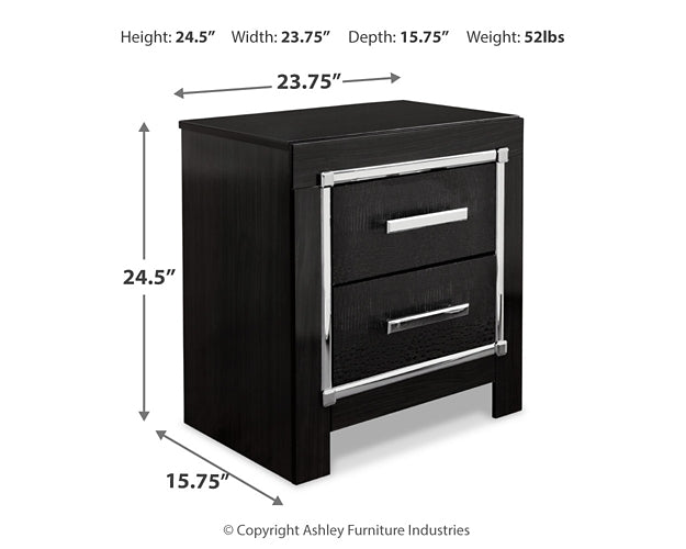 Kaydell King Upholstered Panel Platform Bed with Mirrored Dresser, Chest and Nightstand Tuscaloosa Furniture Outlet