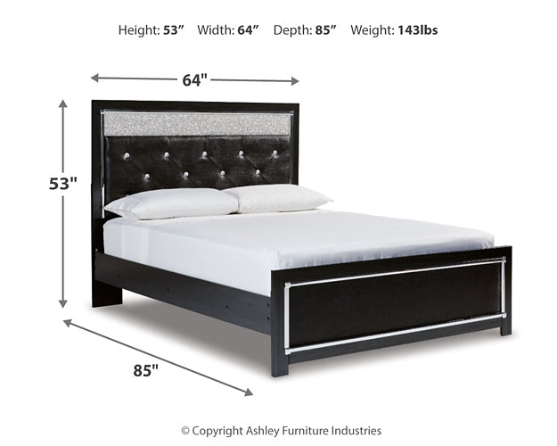 Kaydell Queen Upholstered Panel Bed with Mirrored Dresser Tuscaloosa Furniture Outlet